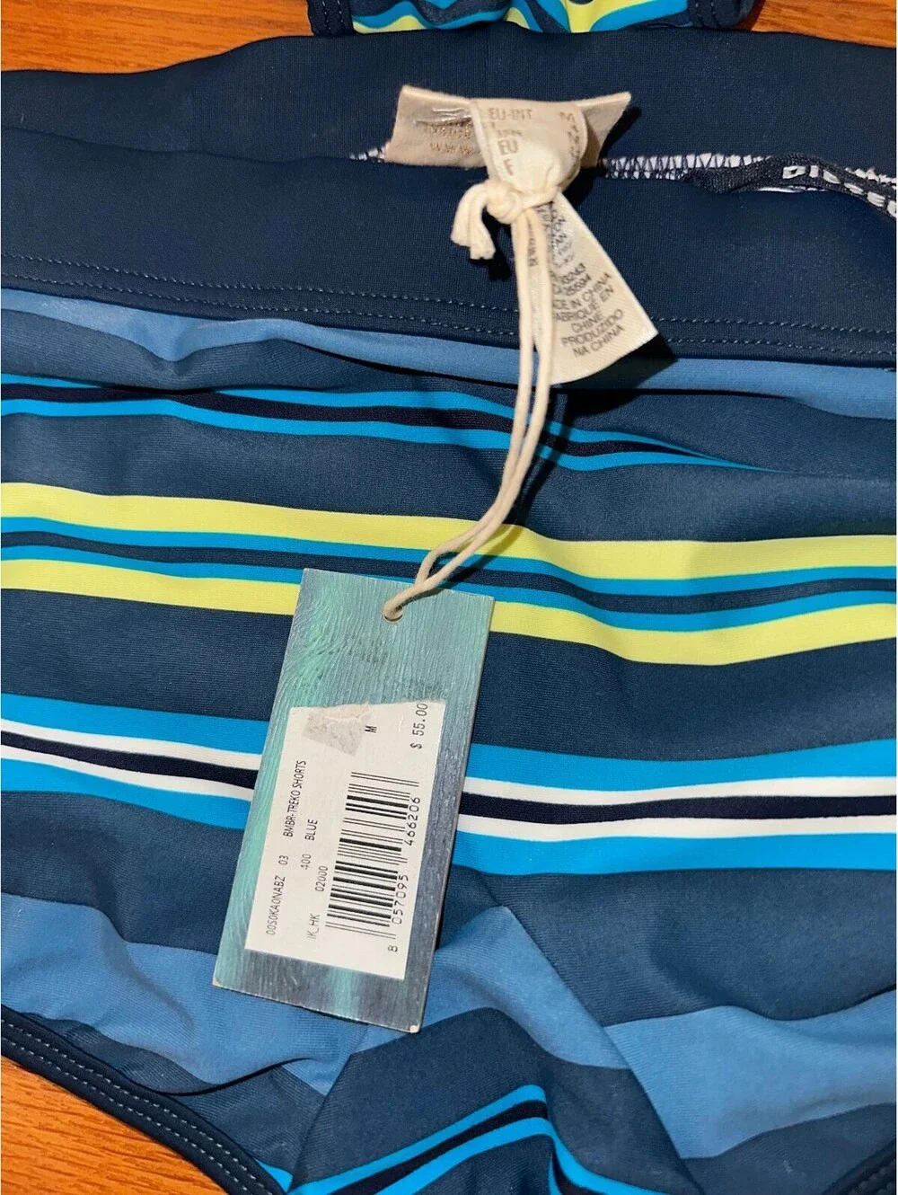 Diesel 78 Men's Striped Blue Swim Shorts Set Medium NWT